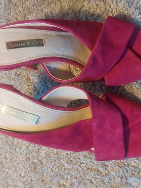 Louise et Cie Halloway II Suede Mule Heels Pink Fuchsia Slide Sandals 8.5 M